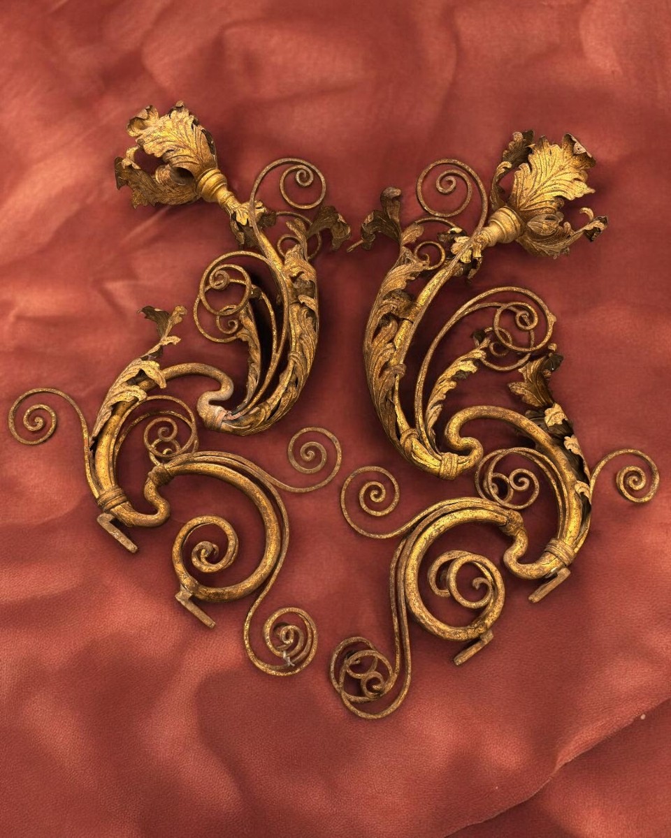 Coppia Di Antichi Torcieri Da Parete - Italia XVIII Secolo 